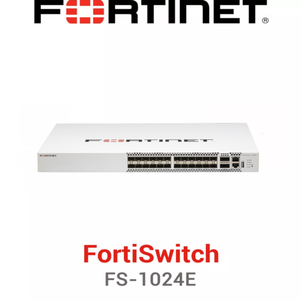Fortinet FortiSwitch 1024E 24 port 10G SFP plus 100G QSFP28 core switch front view