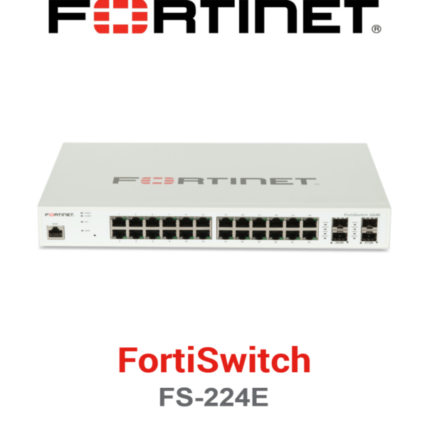 Fortinet FortiSwitch 224E 24 port gigabit non PoE data switch front panel view