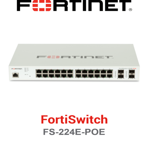 FortiSwitch 224E-POE Gigabit PoE+ Switch front view showcased by Networks Kenya