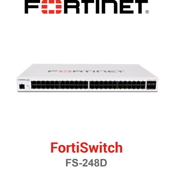 FortiSwitch 48-Port Gigabit Managed Data Switch FS-248D front view and ports