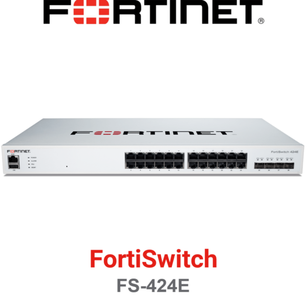 Fortinet FortiSwitch 424E 24 port gigabit non PoE data switch front panel view