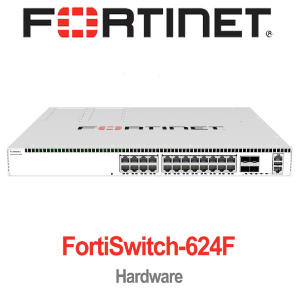 FortiSwitch 24-Port Multi-Gigabit Managed Data Switch FS-624F front view and ports