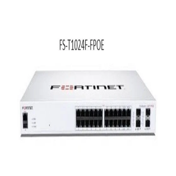 FortiSwitch T1024F-FPOE 10G Multi-Gig Switch front view and ports