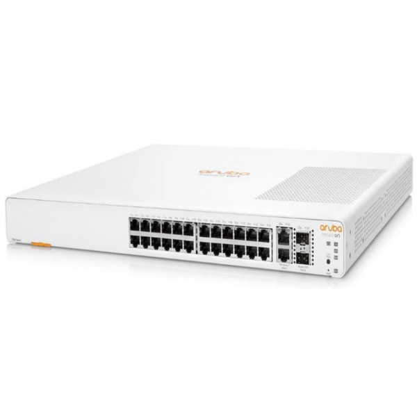 Aruba Instant On 1960 12XGT 4SFP+ Switch front view and ports