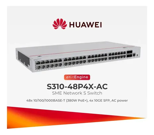Huawei eKitEngine S310-48P4X 48 Port Managed Gigabit PoE Switch Front Interface Layout