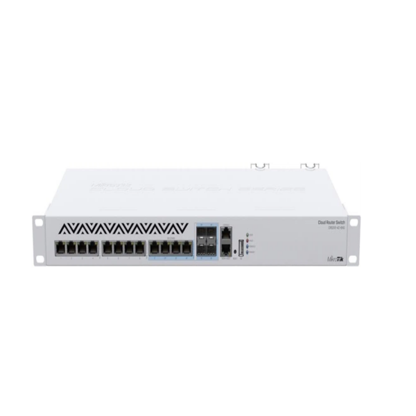 MikroTik CRS312-4C+8XG-RM 12-Port 10G RJ45 Multi-Gigabit Switch with 4 Combo SFP+ Ports Rackmount Front View