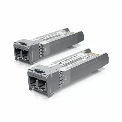 Ubiquiti UniFi UACC-OM-MM-10G-D-2 10G Multi-Mode Optical Transceiver 2-Pack SFP+ Modules Silver Front View
