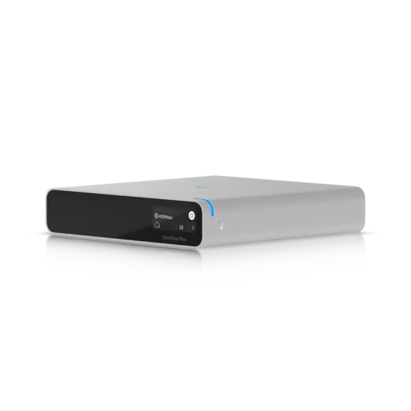 Ubiquiti UniFi Cloud Key Gen2 Plus UCK-G2-PLUS Compact Multi-Application Enterprise Controller and Video Recorder Silver Enclosure Front View