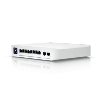 Ubiquiti UniFi USW-Enterprise-8-PoE Compact 8-Port Managed 2.5G Layer 3 PoE Switch with Touchscreen Front View