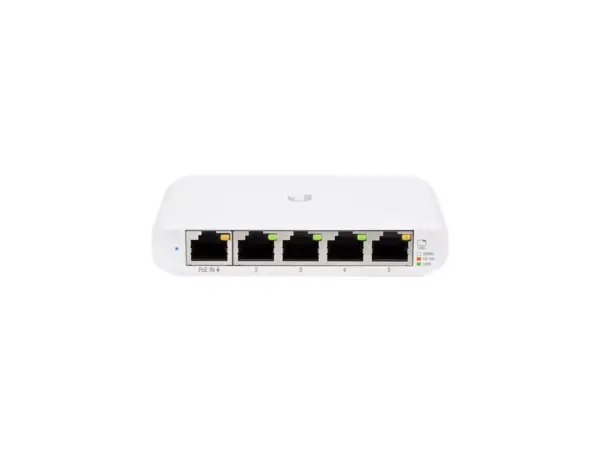 Ubiquiti UniFi USW-Flex-Mini Compact 5-Port Managed Gigabit Switch White Desktop Enclosure Front View