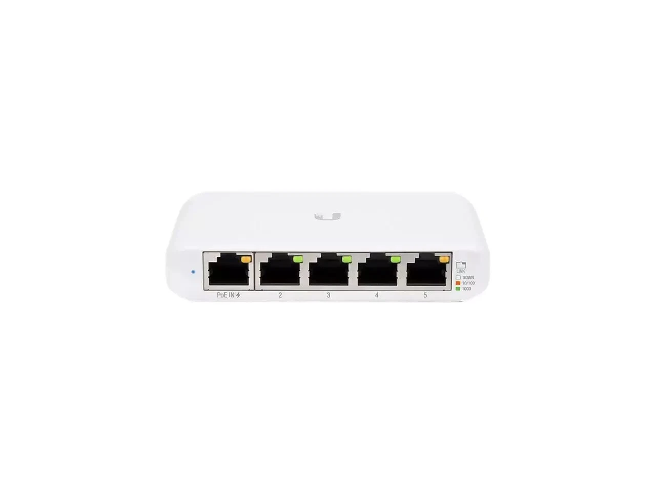 Ubiquiti UniFi USW-Flex-Mini Compact 5-Port Managed Gigabit Switch White Desktop Enclosure Front View