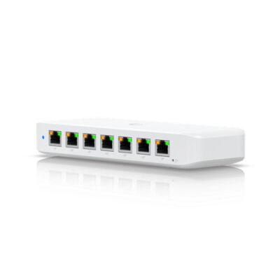 Ubiquiti UniFi USW-Ultra-60W Compact 8-Port Managed Gigabit PoE Switch White Weatherproof Enclosure Front View