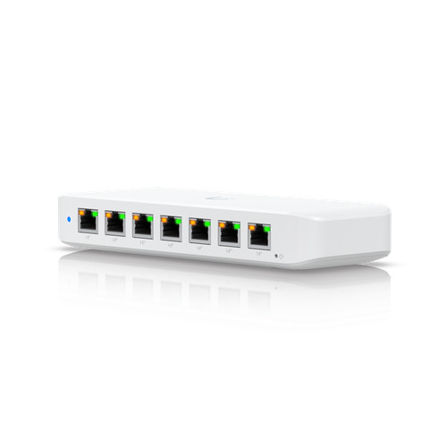 Ubiquiti UniFi USW-Ultra-60W Compact 8-Port Managed Gigabit PoE Switch White Weatherproof Enclosure Front View